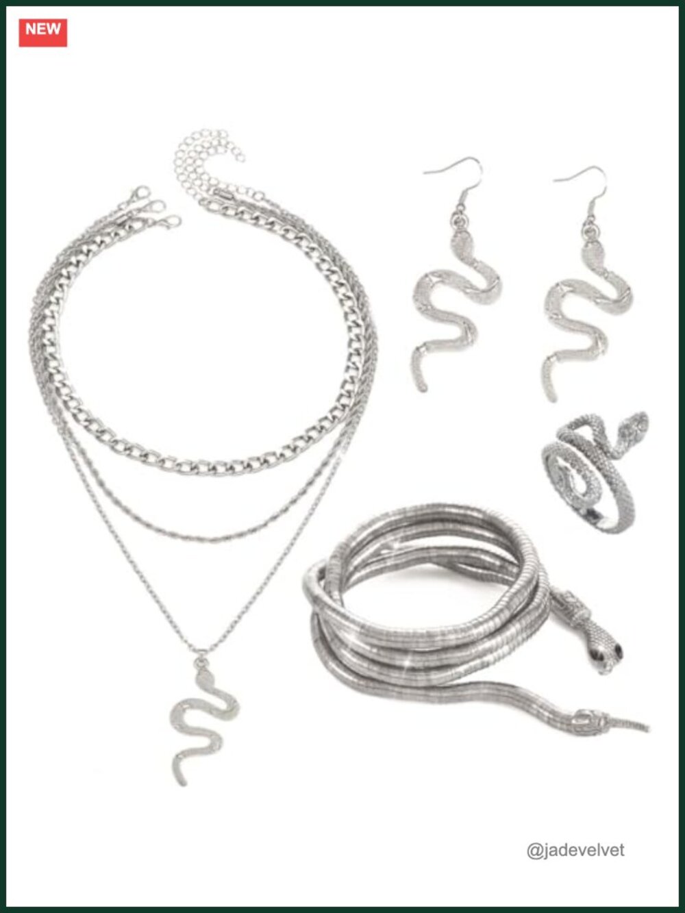 Unicra Medusa Jewelry Set Gold Snake Necklace Earrings Ring Bracelet Headband